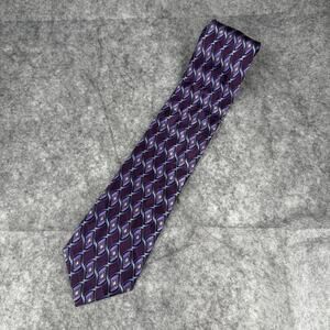 Jos. A. Bank 100% Silk Tie Dark Purple Violet Blue Pattern 59 Long 3.5 Wide 946